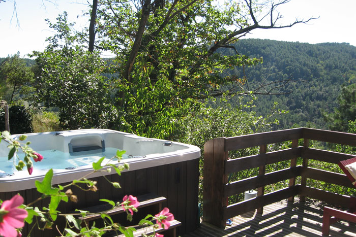 Terrasse bois et jacuzzi